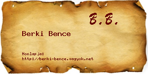 Berki Bence névjegykártya